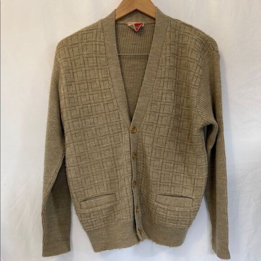 Vintage Seaforth Men's Beige Cardigan Sweater - Picture 1 of 5